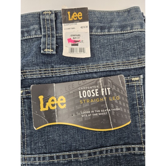 Lee Carpenter Jeans Men's 42x34 Straight Leg Loose Fit Cargo Denim - Picture 6 of 9